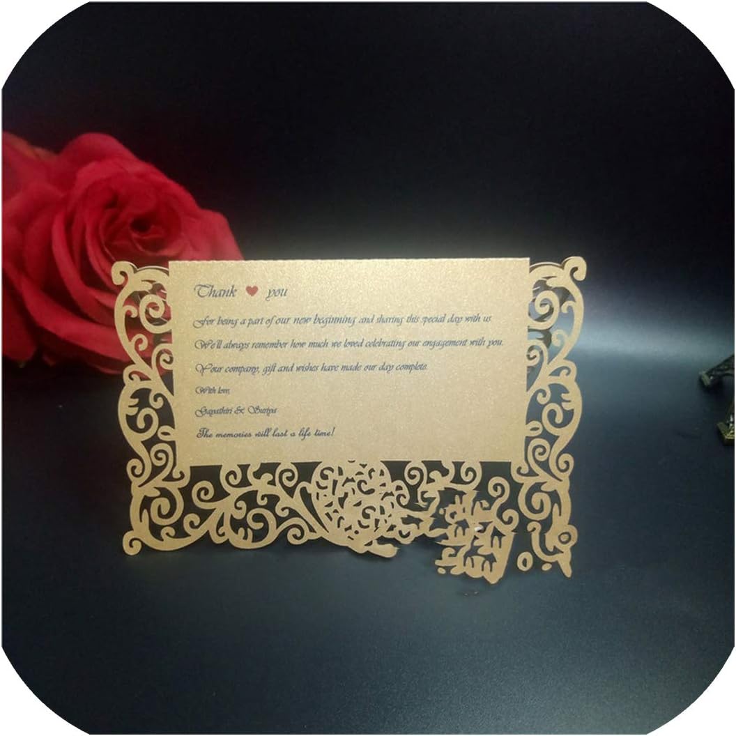 50Pcs Laser Cut Pearlesenct Paper Lace Love Heart Wedding Birthday Party Invitation Cards Table Name Card RSVP Text Personalized,Pearl Royal Blue,9X11cm Blank Cards