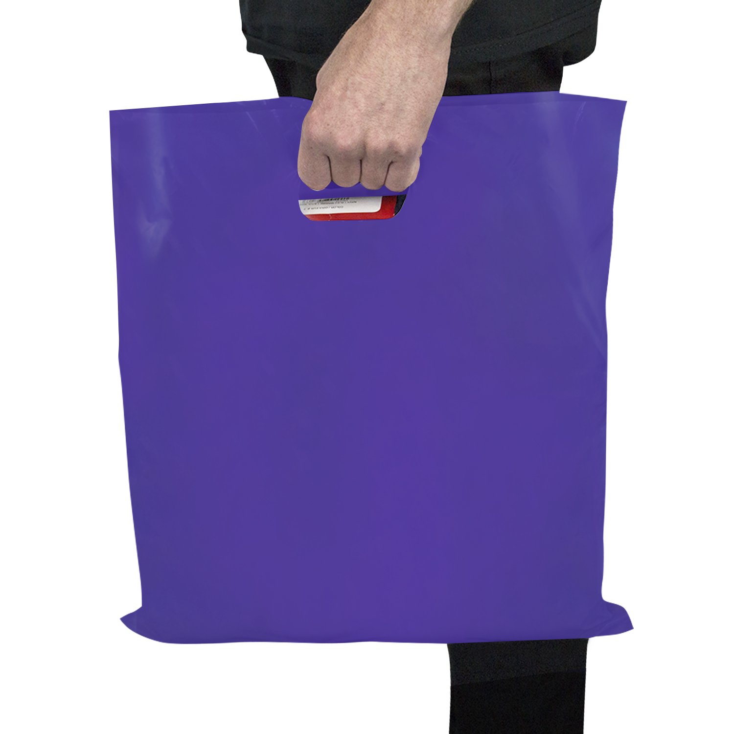 100 Plastic Shopping Bags 16X18 Teal And Purple Extra Thick Reusable
