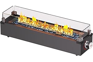 Ciays 28 Inch Table Top Propane Fire Pit, 50,000 BTU Tabletop Firepit with Glass Wind Guard & Glass Beads, Nylon Cover, Portable Outdoor Portable Fireplace for Patio and Camping