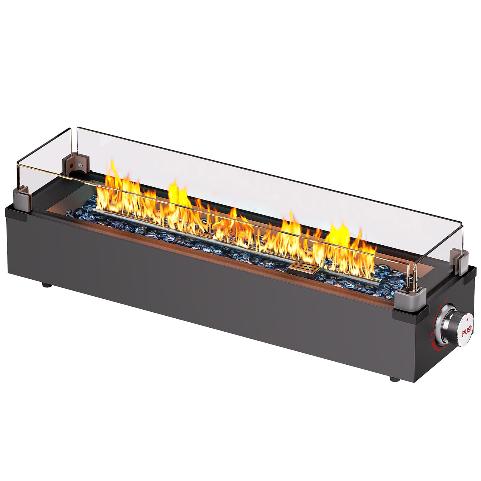 Ciays 28 Inch Table Top Propane Fire Pit, 50,000 BTU Tabletop Firepit with Glass Wind Guard & Glass Beads, Nylon Cover, Portable Outdoor Portable Fireplace for Patio and Camping Image