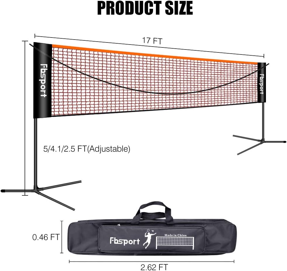 FBSPORT Portable Badminton Net Set, Adjustable Height Tennis, Kids Volleyball, Soccer Tennis Badminton Net with Poles Carry Bag, Easy Set up Net for Backyard, Indoor, Outdoor, Beach, Driveway : Sports & Outdoors