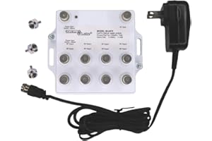 Reliable Cable Products 8-Port Cable TV/Antenna/HDTV/Internet HD Signal Distribution Amplifier/Booster/Splitter with Passive Return Power Supply, Connect up to 8 Devices, Includes F59 Terminators