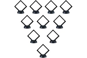 HILLSPRING HS Set of 10 Challenge Coin Display Frame, 3D Floating Case with Stand, Medallion Medal Specimen Military Coin Clear Box (Black)