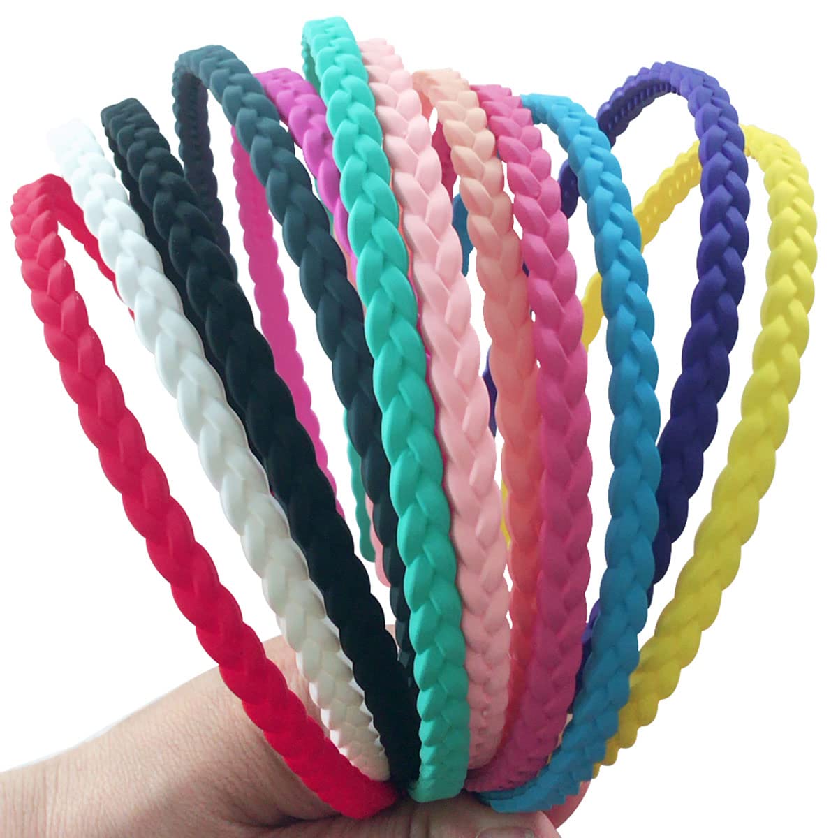 12pcs Thin Plastic headbands for Girls Women 6mm colorful Skinny Hairbands for Kids Teens