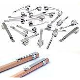 Adhere Pencil Clips, Silver Metal Clips Sliding Epoxy Pen Golf Pencil, Pocket,Shirt, Study Holder Portable Hanging 2 Style(20pcs)