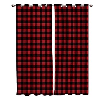 Amazon Com T H Home Plaid Curtains Blackout Curtain Silver