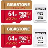 【for Switch 1 Only】 GIGASTONE 64GB Micro SD Card 2-Pack, 4K Game Pro, MicroSDXC Memory Card for Gaming Console, UHD Video, up to 95/35MB/s, UHS-I U3 A2 V30 C10 【5-Years Data Recovery】