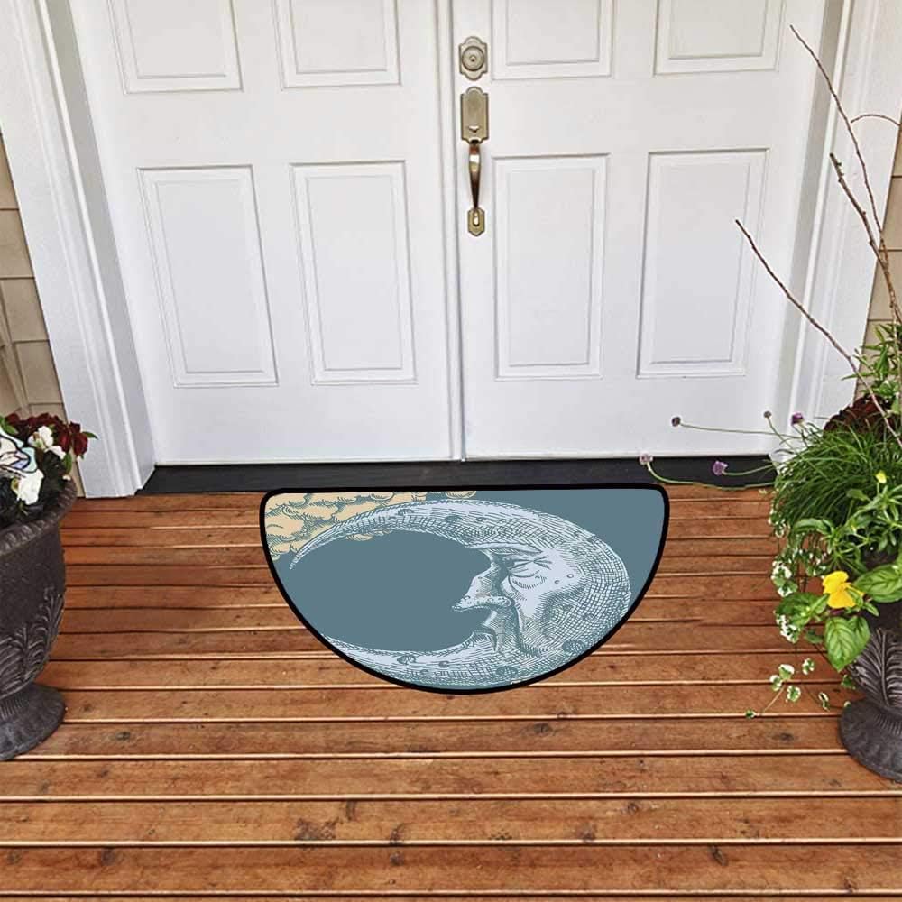 Half Round Bath Mat Foot Pad Moon Vintage Crescent Moon