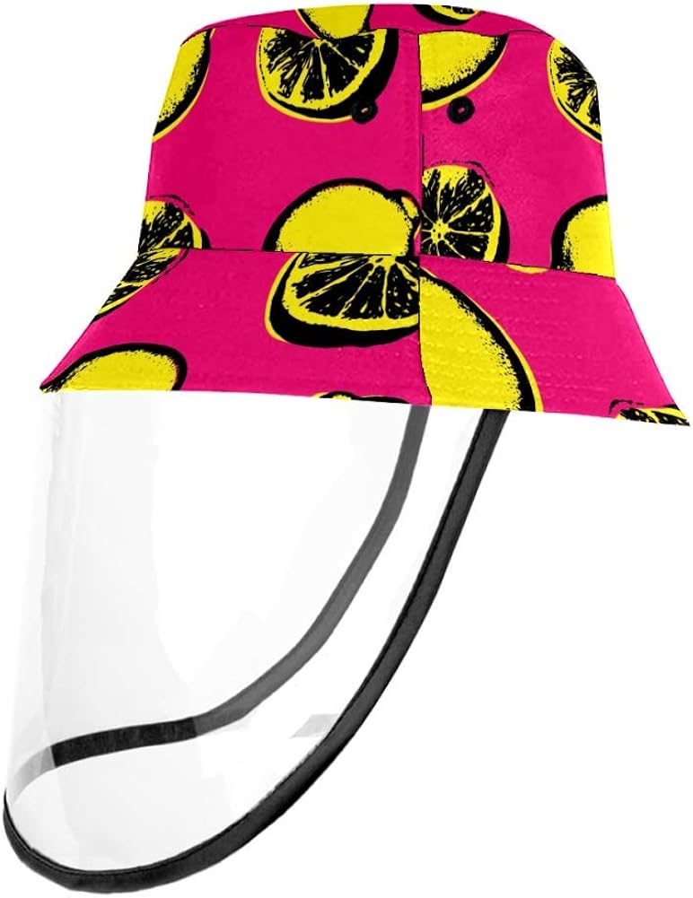 Yellow Fruits Lemon Pattern Protective Hat Removable Bucket Hat Clothing