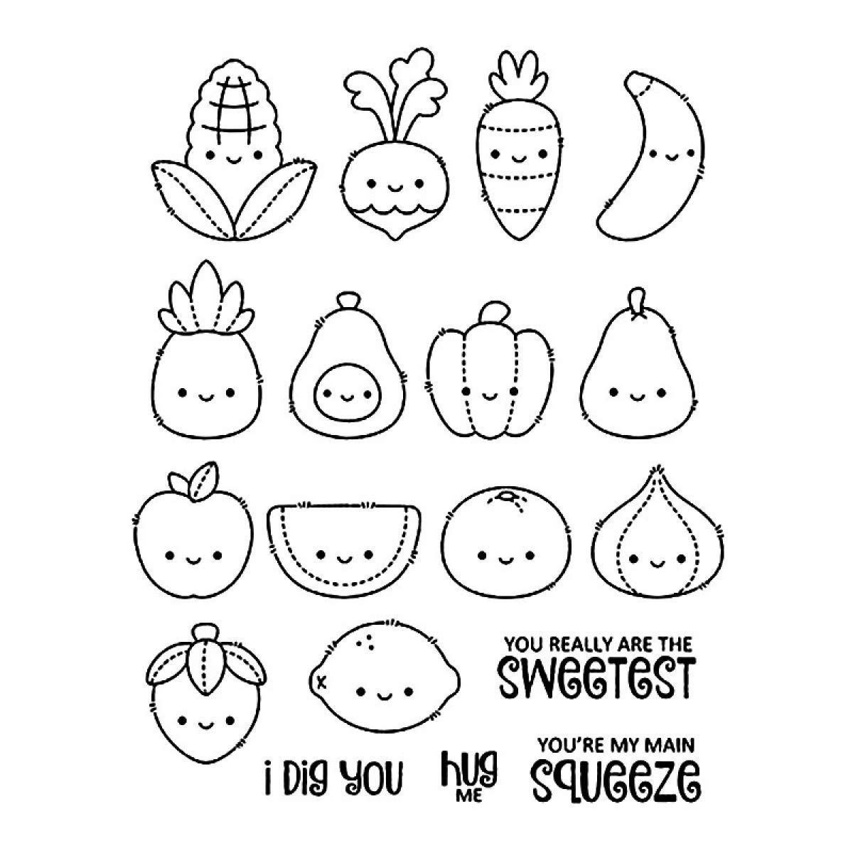 Hug Me Fruit Elements Apple Banana Orange Avocado Strawberry Vegetable Onion Carrot I Dig You Transparent Silicone New Stamp for Card Making and DIY Scrapbooking Handmade Craft