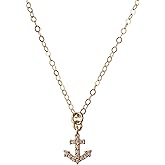 Designed By Stacey Handmade Gold-Filled Necklace, Sparkly Cubic Zirconia Anchor Jewelry, Gifts for Women, Birthday, Anniversary, Wedding, Prom, Homecoming, Beach, 16 to 18" Adjustable Chain