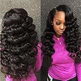 Nadula Brazilian 7a Unprocessed Loose Wave Remy Virgin Human Hair Weave Pack of 3 Hair Extensions Natural Color