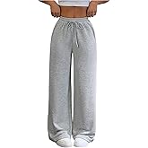 SHENHE Women's Wide Leg Sweatpants Open Bottom Drawstring Athletic Casual Pants with Pockets