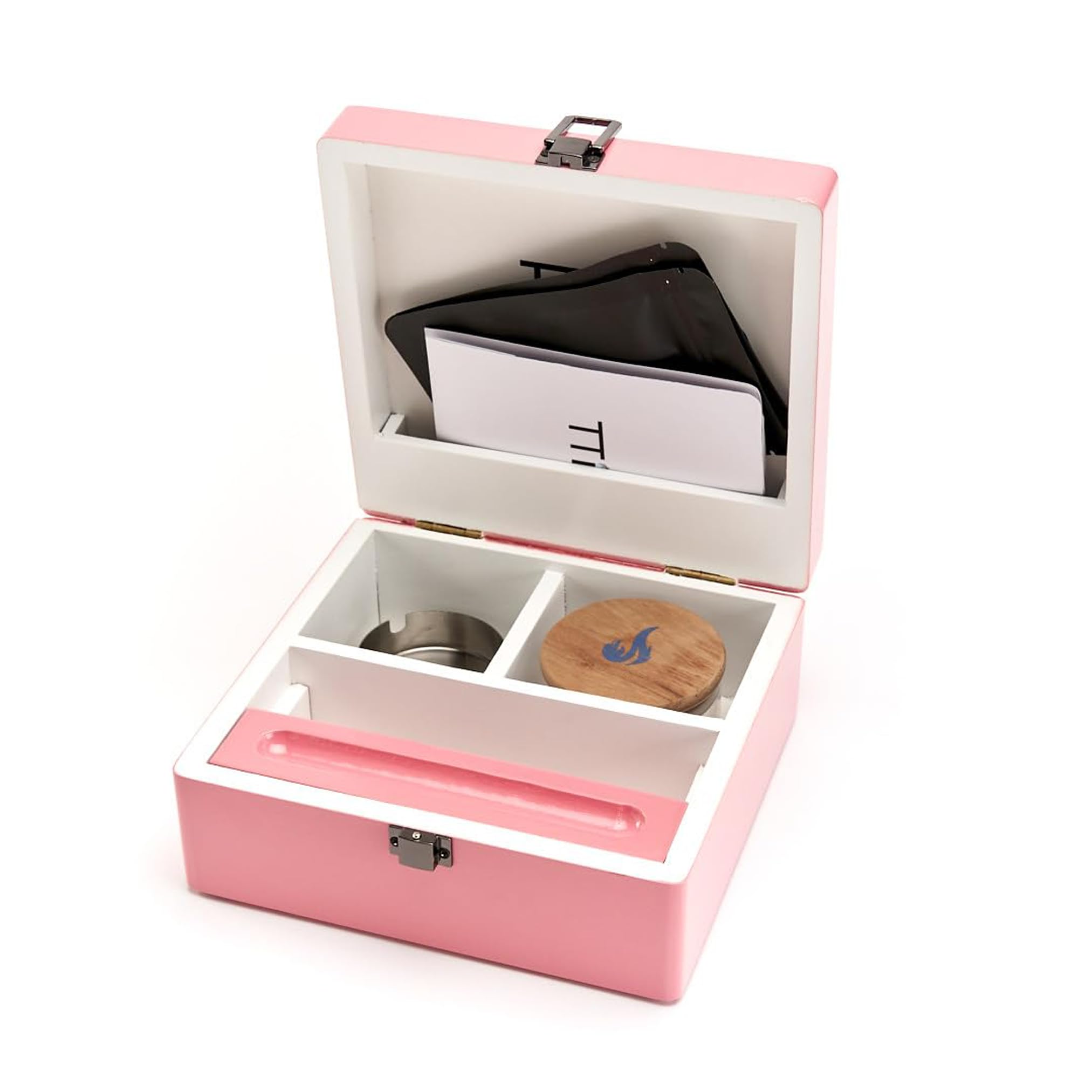 LITT Original Stash Box: Premium Wooden Storage Rolling Box with Airtight Smell-Proof Container, Bags Tray, and More – The Ultimate Lockable Storage Box for Organising Your Stash in Style | Pink — image 1
