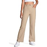 NUMYEAN Girls Uniform Pants Kids High Stretchy Flare Dress Pants Elastic Waist Size 7-14 Years