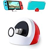 Antank Tiny Charging Stand Compatible with Nintendo Switch/Switch Lite/Switch OLED, Portable Cute Switch Dock Station with USB-C Port for Switch Games, No Projection, Red&White