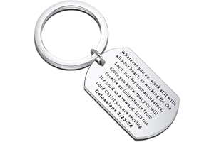 FEELMEM Christian Jewelry Colossians 3:23 Bible Verse Keychain Inspirational Gift