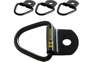 4 V-Ring Tie Down Anchors | 2" Diameter Steel Bolt-on D-Rings for Cargo on Trucks, Pickups, Trailers | Flush Mount TieDown An
