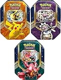 Set of ALL 3 Pokemon 2016 Battle Hearts Booster Pack Tins - Pikachu & Volcanion & Magearna