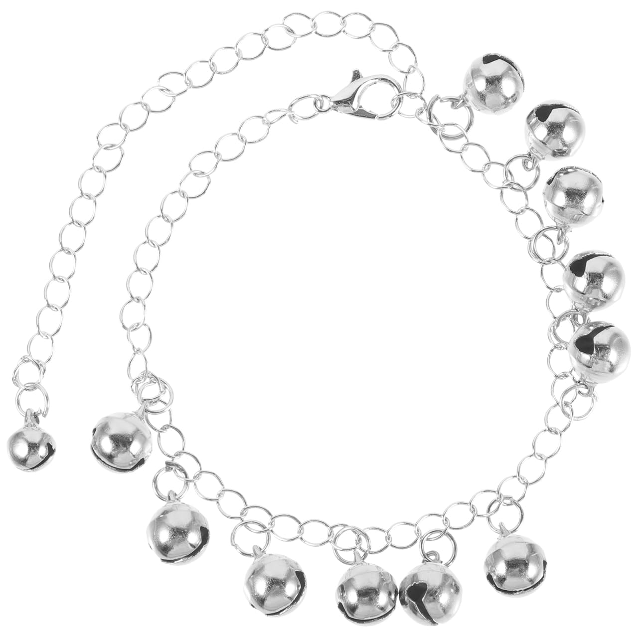 Holibanna Silver Bell Bracelet for Women Adjustable Spherical Jewelry Link Chain Anklet with Jingle Bells Friendship Wrist Accessory