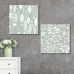 2 Panel Square Canvas Wall Art - Floral Patterns - Giclee Print Gallery Wrap Modern Home Art Ready to Hang - 12"x12" x 2 Panels