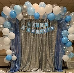 JYFLZQ Silver Sequin Backdrop Curtain 8x10ft(WxH) 1