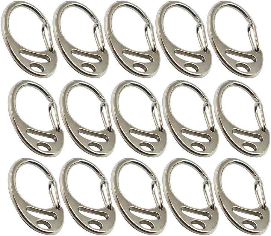 Bytiyar 15 pcs Small Spring Snap Hook Metal Carabiner Clips Keychain Clasp Accessories , Silver: Sports & Outdoors