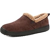 Zizor Men's Warm Fuzzy Bootie Slippers, Winter Suede Loafer House Shoes Indoor Outdoor with Memory Foam