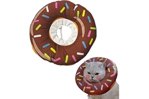 ZHUOKECE Cat Cone Collar Soft, Cute Cat Donut Cat Recovery Collar Adjustable Elizabethan Collar for Wound Healing, Comfortable Lightweight Neck Cone for Kitten Dog (Brown, S)