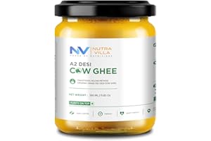 Nutravilla A2 Desi Cow Ghee Organic Grassfed Homemade Traditional Bilona Pure Indian Cow Ghee | Jar Of 350 Ml | 11.83 fl Oz Clarified Butter | Handcrafted By Farmers With Bilona Method