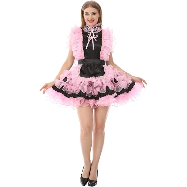 Sissy Maid Dress GOceBaby - Pink & Black PVC Lockable Costume With ...