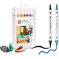 deli Paint Markers Dual Tip Quick Drying Acrylic Marker Pens for Kids Paint Pens for Wood Rock Canvas (12 Colors)