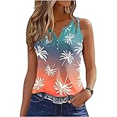 Women's Funny Summer V-Neck Tank Tops Sleeveless Henley Graphic Tees Shirts