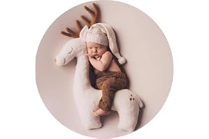 IGMARYBOX Christmas Creative Elk Posing Pillow Newborn Photography Props Newborn Shooting Elk Antler Pillow Baby Room Decoration Infant Photo Studio Posing Props (Beige)