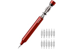 HOTO 24 in 1 Multi Bit Mini Screwdriver Set Magnetic, Manual Precision Screwdriver Set, EDC Pen Screwdriver for Eyeglasses, Electronics, Watches, Phones, Laptops, Cameras, Cinnabar Red