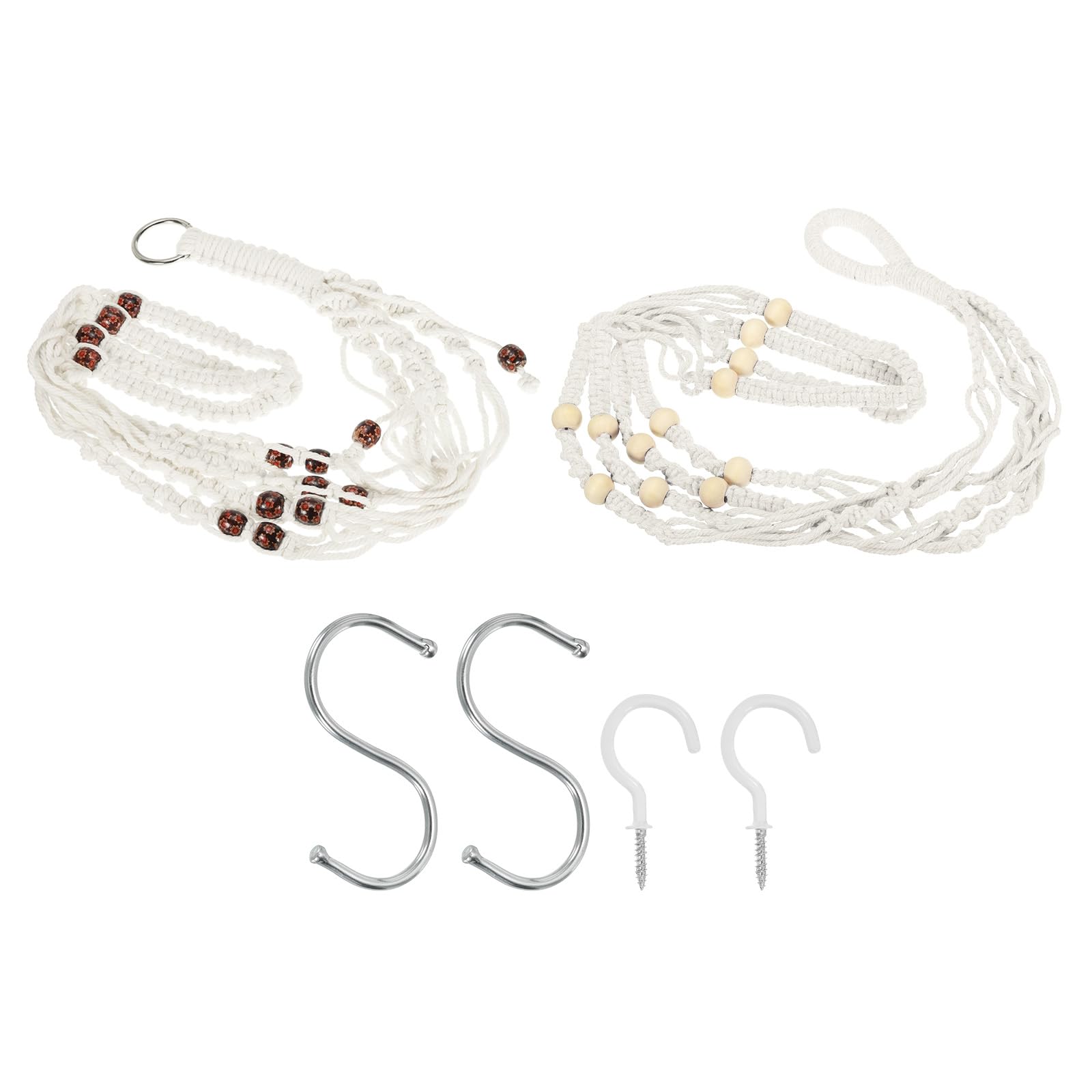 PATIKIL Macrame Plant Hanger Indoor 35", 2 Pcs Long Hanging Plant Holders with Pot for Indoor Home Decor Indoor, White