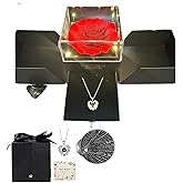 Hjoxa Gifts For Her Real Red Rose With I Love You Necklace In 100 Language Eternal Preserved Gold Dipped Rose for Couple Wife Girlfriend Mothers Day Christmas Anniversary Necklaces For Women