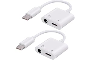 2pcs USB C to Aux 3.5mm Headphone Jack and Charger Adapter, Usbc Type C Audio Splitter with 60W Fast Charging for iPhone 16/1