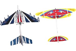 WOONEKY 2pcs USB Rechargeable Airplane Toy Led Lights, Electric Glider Plane Model for Kids, Hand-Thrown Foam Aircraft Set fo