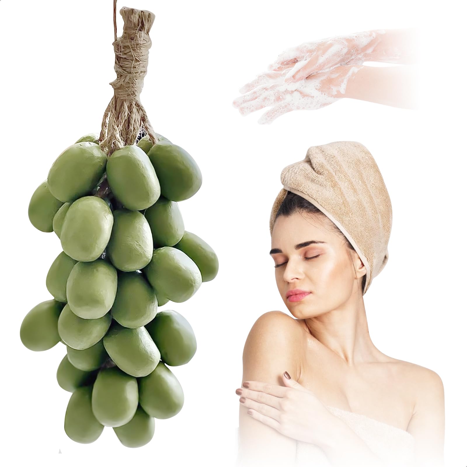 Photo 1 of Handmade Bar Soap, Natural Solid Soap | Grape Bunch Shape Grape scent | for Men and Women, Hand & Body & Face Wash -Green