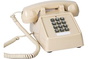 Sangyn Classic Vintage Cord Phones for Landline Old Telephone with Mechanical Ringer Volume Control Retro Analog Desk Phone for Home House School, Beige