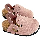 Kids Suede Clogs Toddler Clogs Boys Girls Sandals Cork Adjustable Buckle Mules