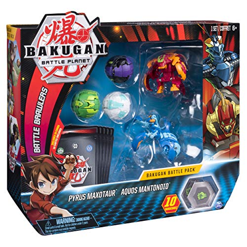 Bakugan Battle 5Pack Pyrus Maxotaur & Aquos Mantonoid Collectible