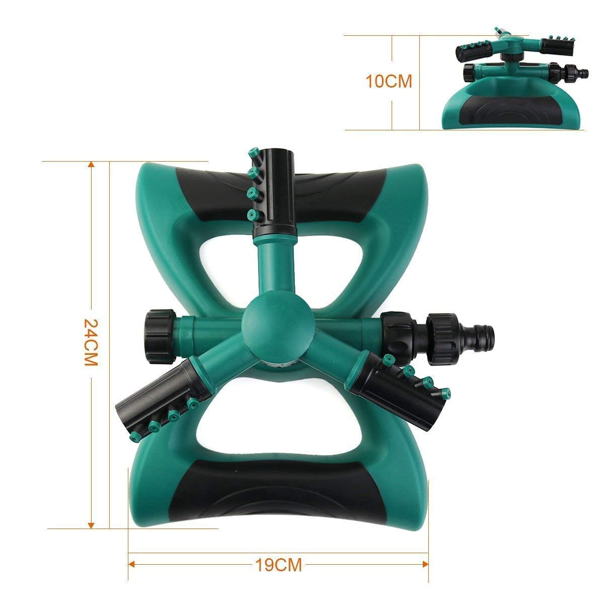 OriFiil Garden Sprinkler,360° Fully Circle Rotating Water Sprinkler Garden Pipe Hose Irrigation, 2 Sprinkler Head for Gardens & Lawns Irrigation (Green (Upgraded))