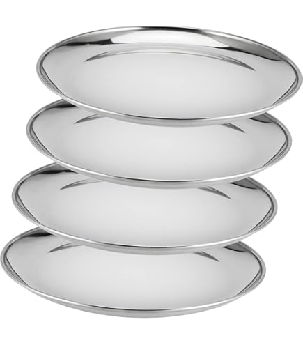Stainless Steel Round Plate Durable Food Serving Tray For - View #4