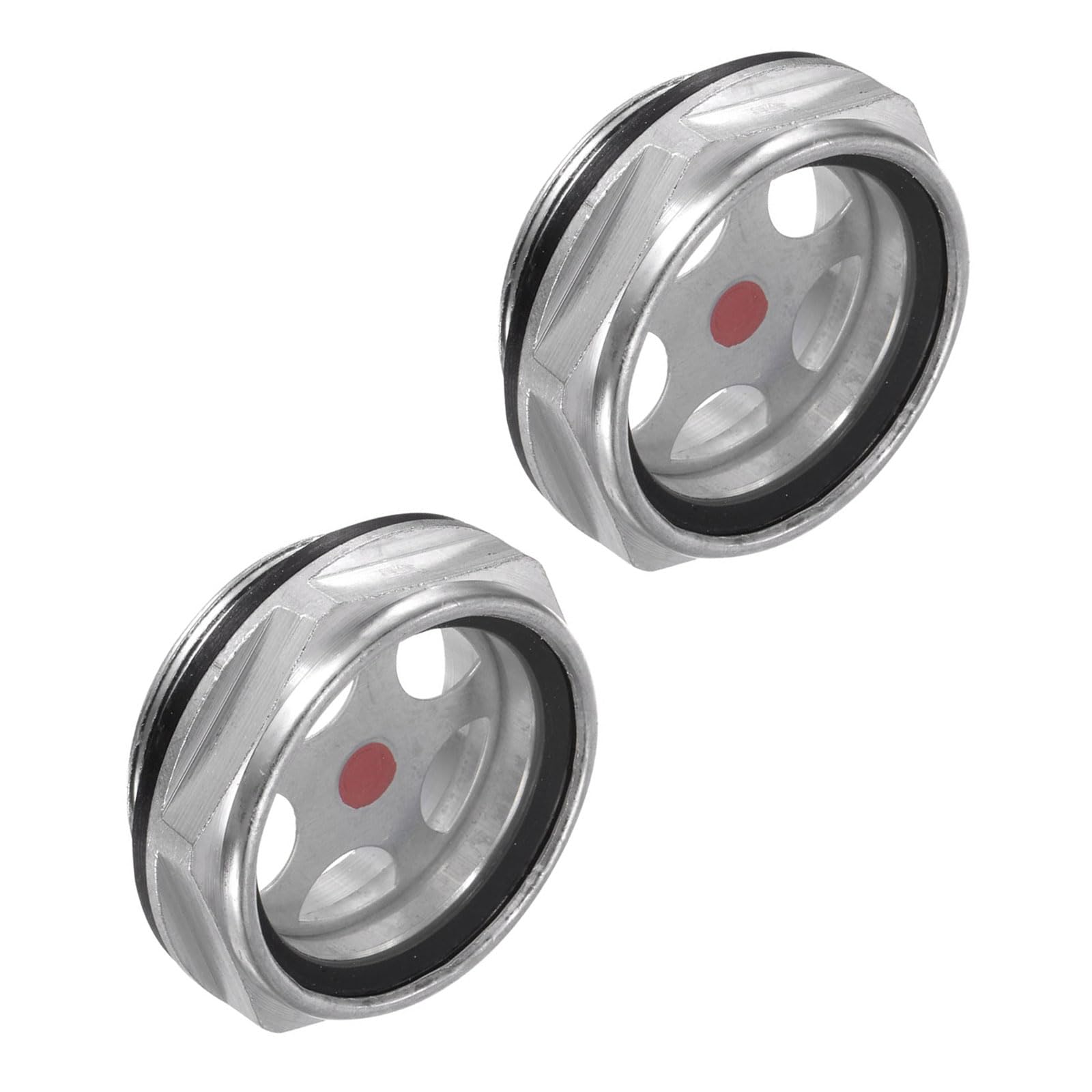 CoCud Air Compressor Oil Sight Glass, | M42x1.5mm Male Thread | Aluminum Hex Head Oil Liquid Level Indicator Glass Window - (Applications: for Gearbox Fittings), 2-Pieces