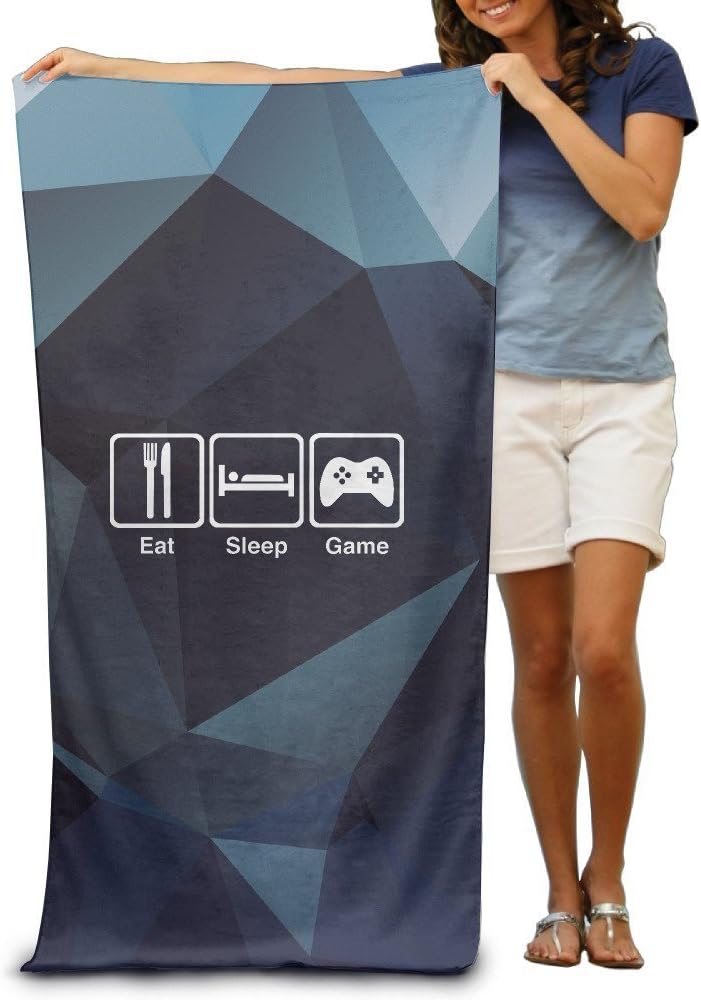 LilyNa Beach Towel Eat Sleep Game Repeat Microfiber Towel 31X51Inch