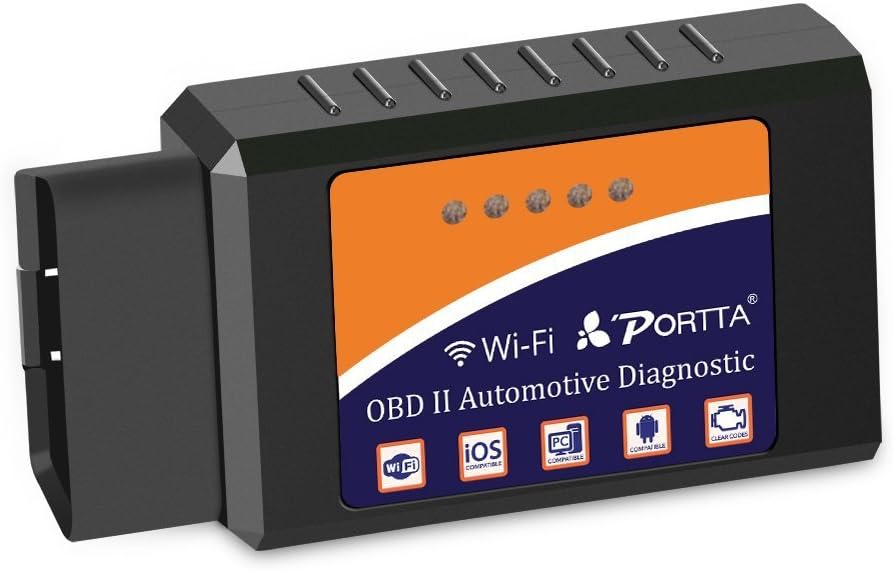 Portta OBD2 Car Diagnostic Tool Wifi Auto Adapter Wireless Scanner OBD 2 OBDII Car Code Reader OBD II Scan Tool Check Engine for iOS System iphone Android 4.0 4.3 or above and Windows XP 7 8