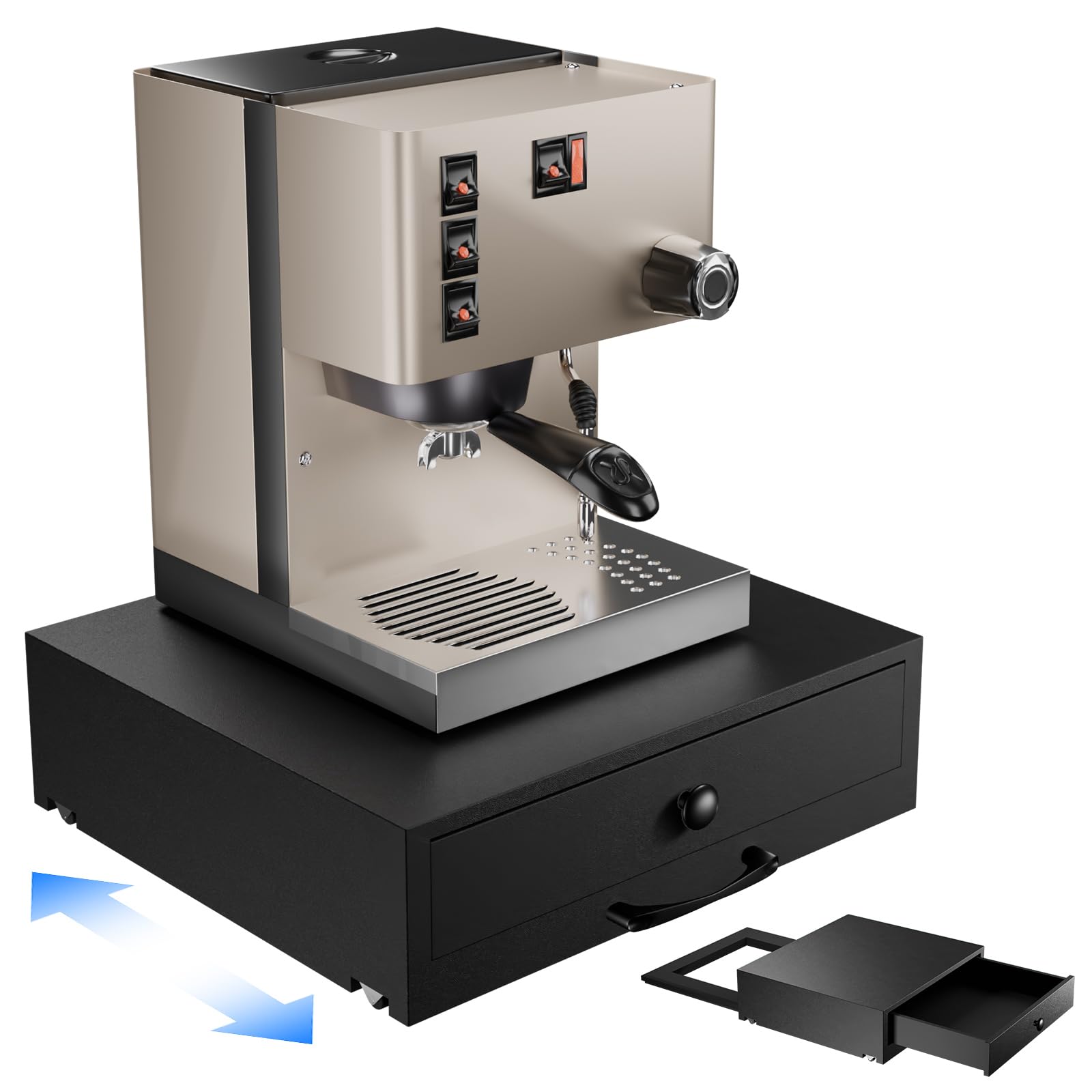 Photo 1 of ********READ CLERK COMMENTS********
NiHome Wood Coffee Machine Tray with Pod Drawer, Smooth Wheels Rolling Appliance Slider, Large Drawer for K-Cups, Tea Bags, Under Cabinet Countertop Caddy for Espresso Maker, Blender, Air Fryer