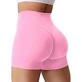 HIGORUN Gym Workout Shorts for Women 4.5" High Waisted Hidden Scrunch Tummy Control Biker Shorts Athletic Running Yoga